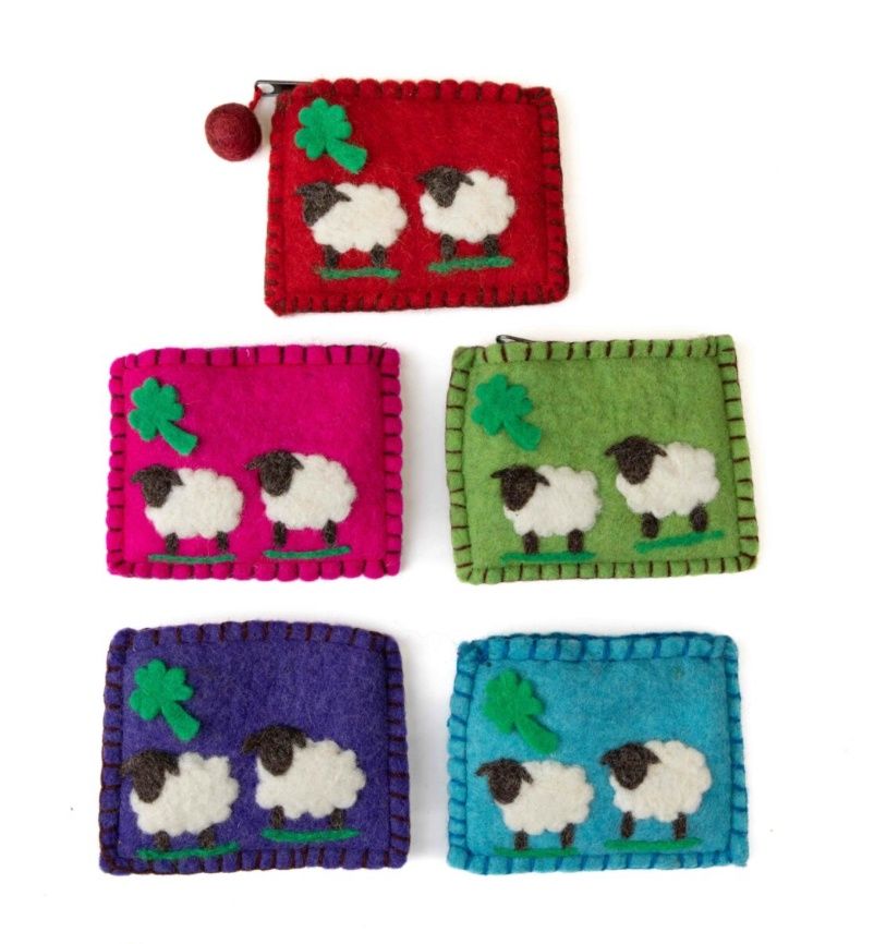 Felt Purse Twin Sheep &amp; Shamrock -  Assorted