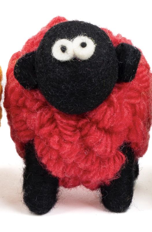 Medium Knitted Sheep Collectible  - Red