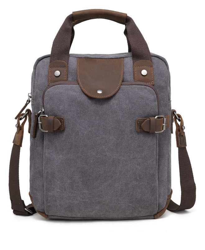 Canvas Messenger Bag - Grey