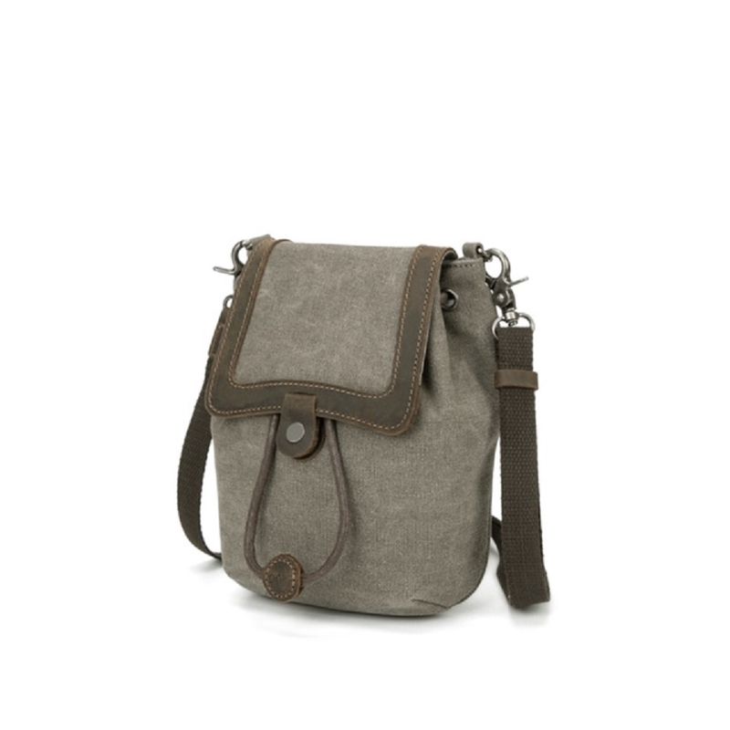 Multifunctional Canvas Sling Bag flap -  Khaki