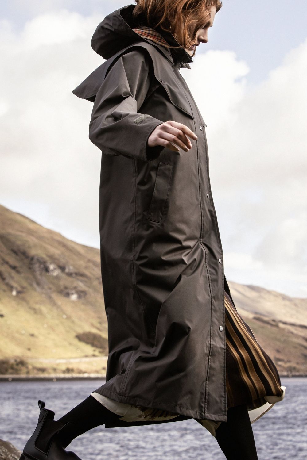 Malvern Long Raincoat - Olive