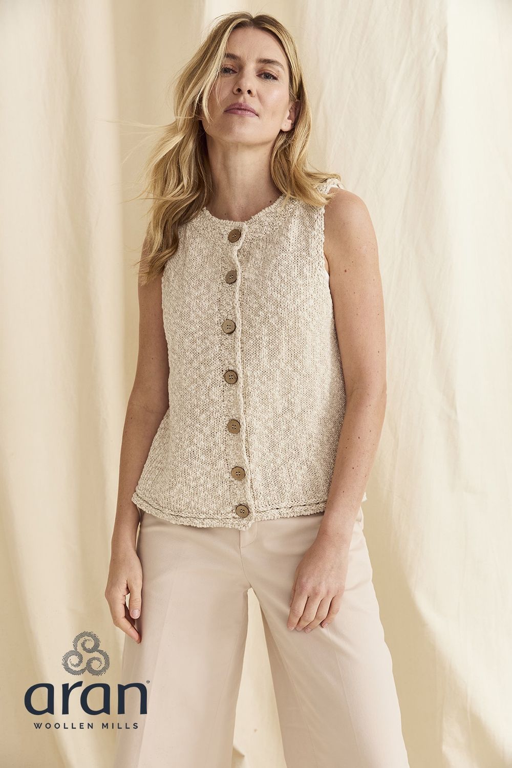 Cotton Linen Sleeveless Top - Warm Oatmeal