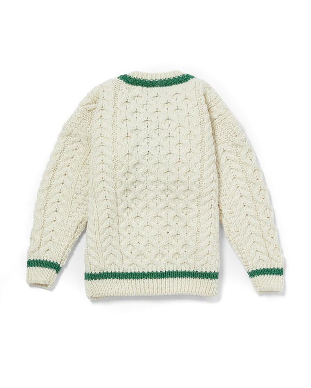Children's Cardigan with Stripe Detail - White/Kiwi
