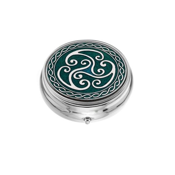 Large Pillbox - Celtic Trisk &amp; Coils - Green