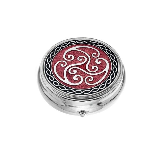 Large Pillbox - Celtic Trisk &amp; Coils - Red