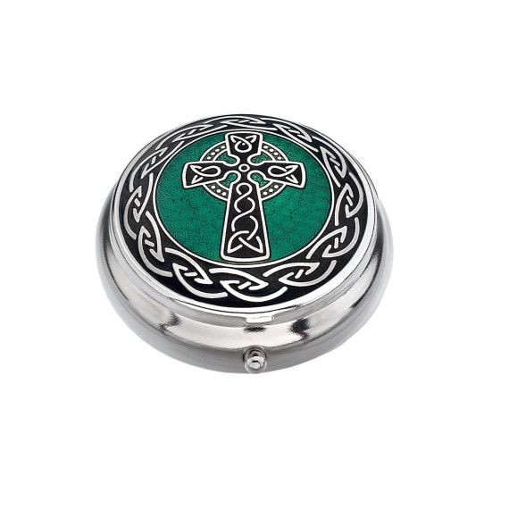Celtic Cross Pillbox - Green/Black