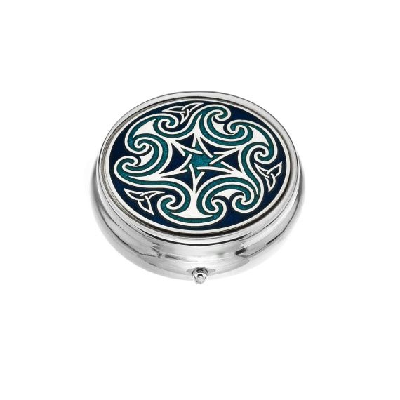 Large Pillbox - Celtic Magic Star - Blue/Turq