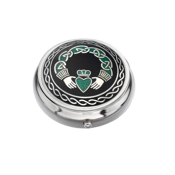 Celtic Claddagh Pillbox - Black/Green