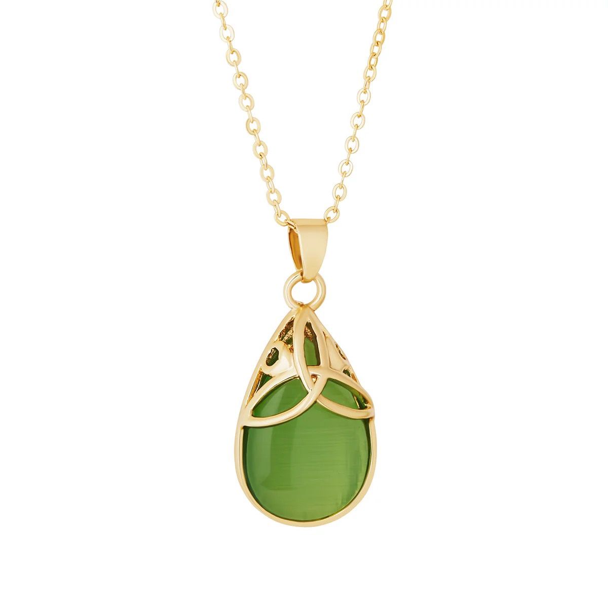 Gold Plated Trinity with Green Stone Pendant