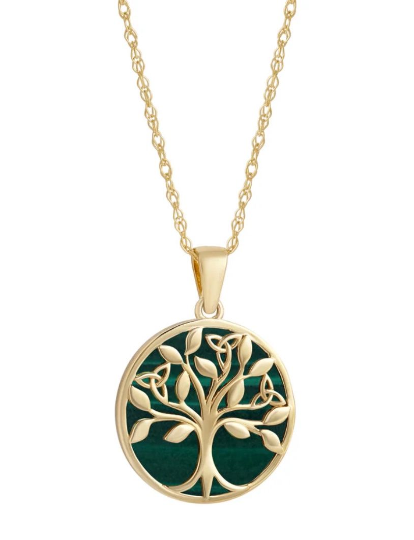 Tree of Life with Malachite Pendant - 10K Gold