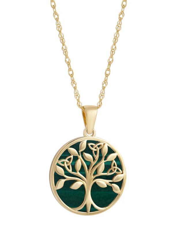 Tree of Life with Malachite Pendant - 10K Gold