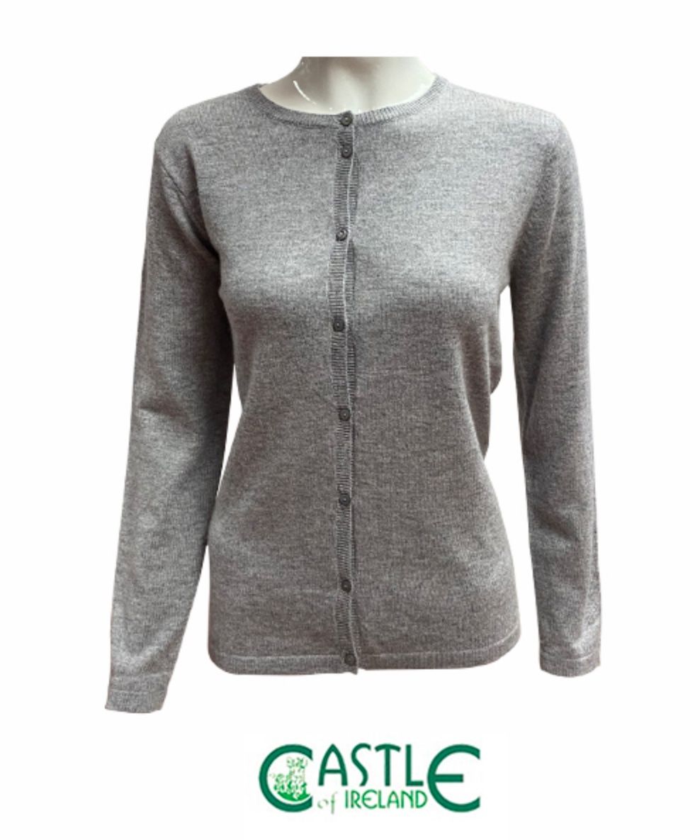 Ladies Crew Neck Cardigan - Silver