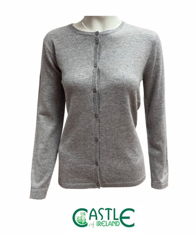 Ladies Crew Neck Cardigan - Silver