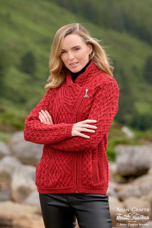 Shannon Cable Knit Side Zip Short - Cherry