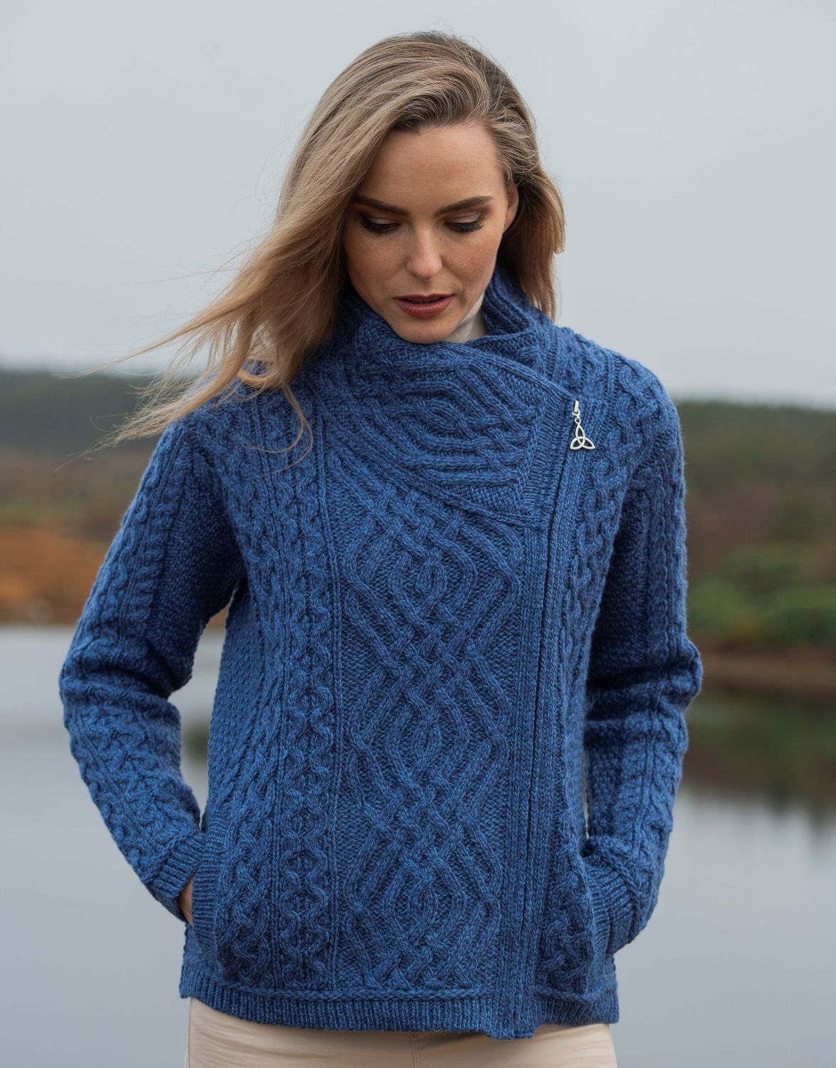 Shannon Cable Knit Side Zip Short - Blue Marl