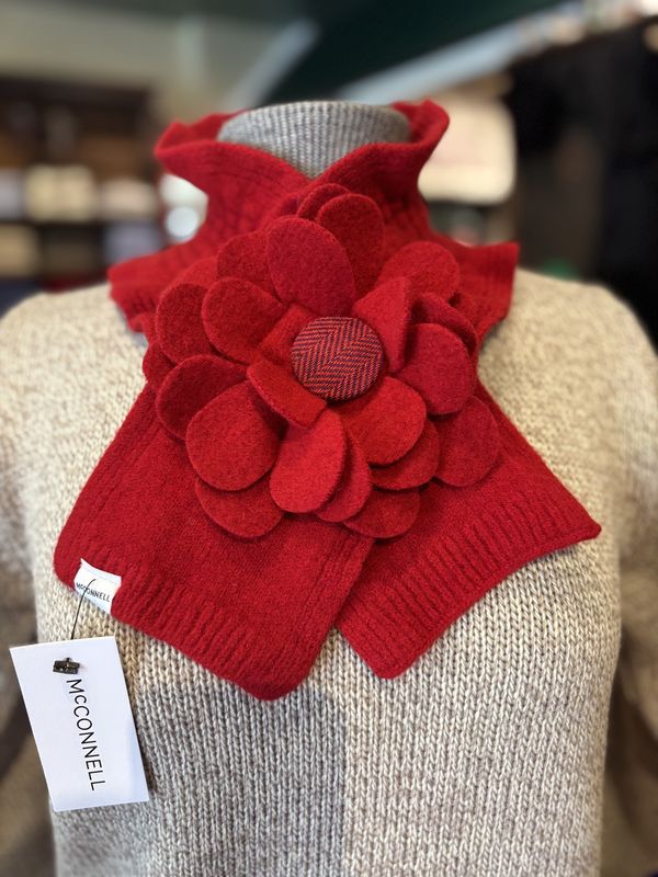 Floral Collar Scarf - Red