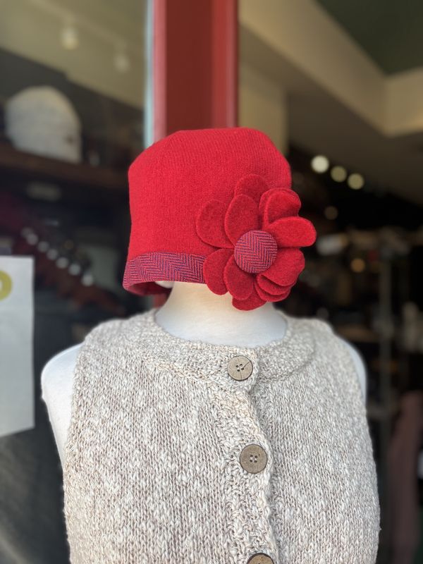 Floral Beanie - Red