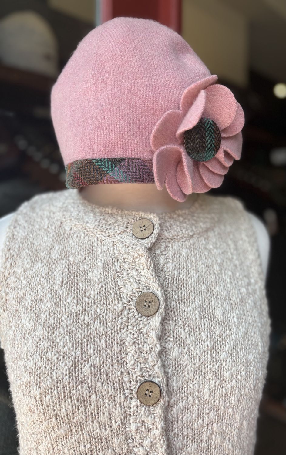 Floral Beanie - Pale Pink
