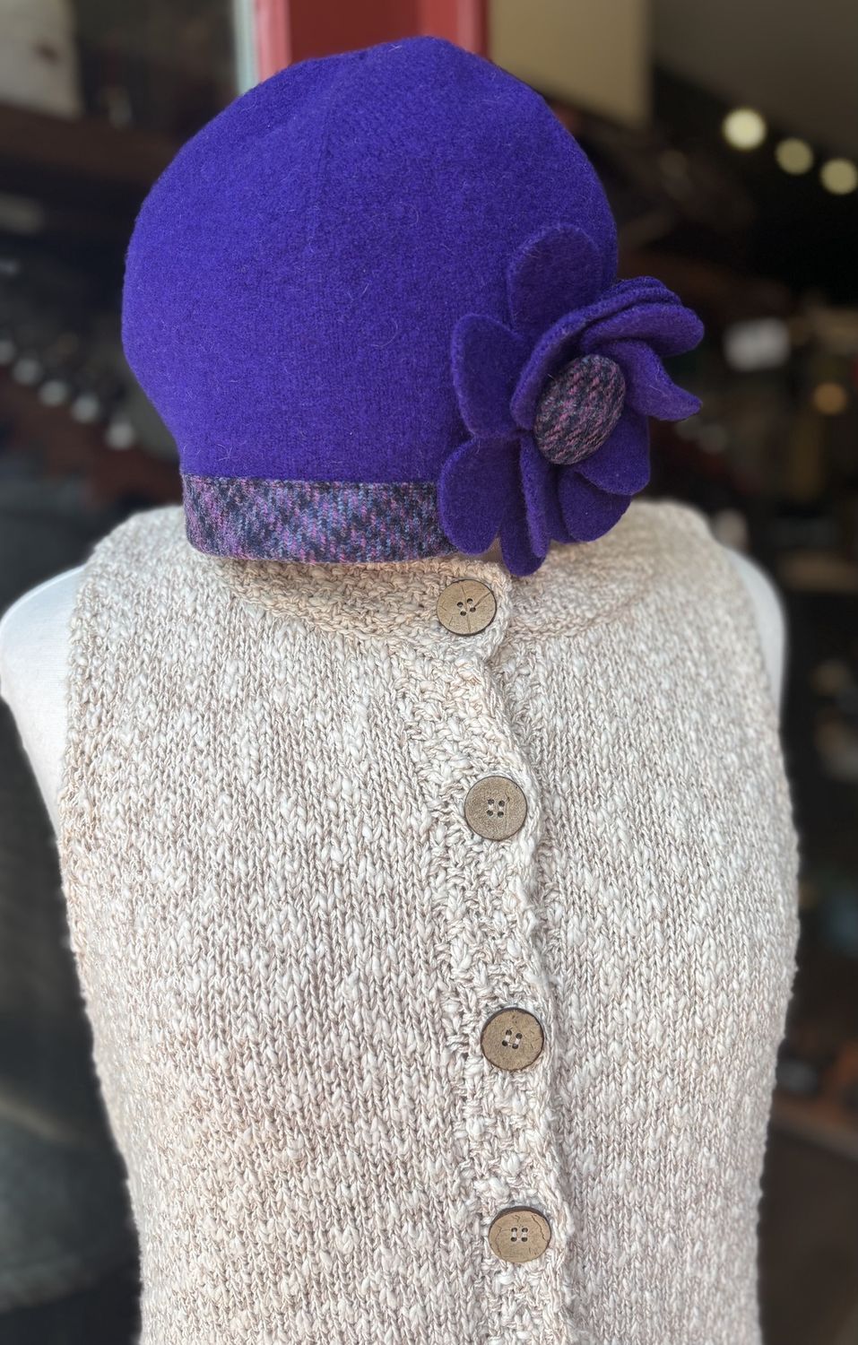 Floral Beanie - Purple