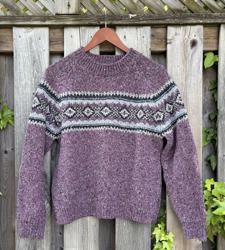 Fairisle Chest Crew Neck - Dark Mauve
