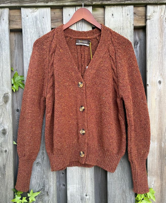 Raglan Cardigan Cabled Detail - Copper