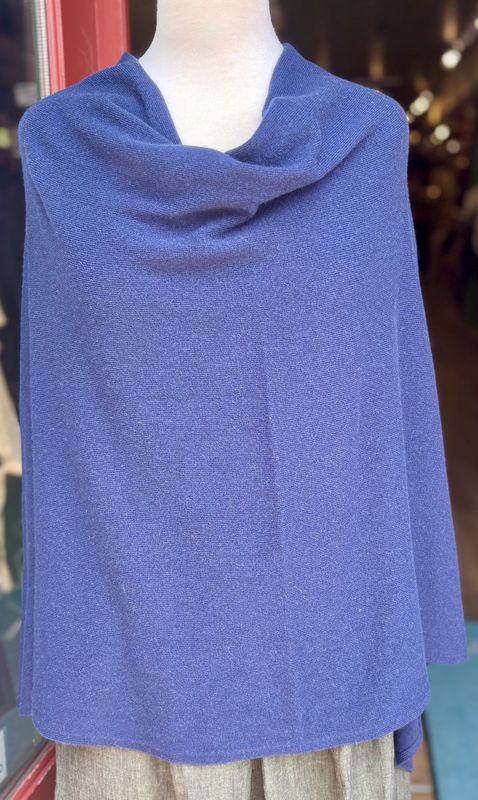Wool &amp; Cashmere Poncho - Dark Blue