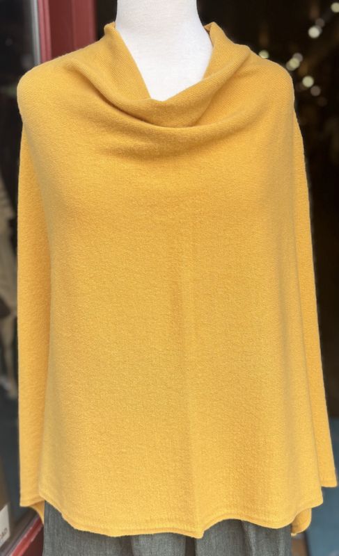Wool &amp; Cashmere Poncho - Mustard