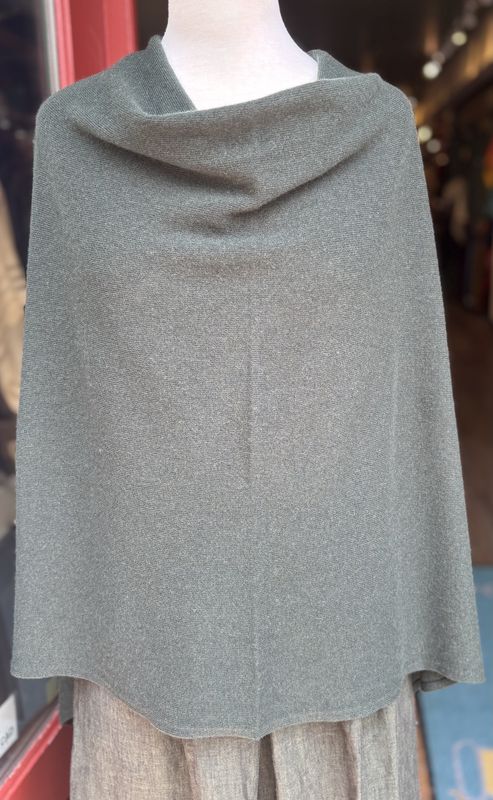 Wool &amp; Cashmere Poncho - Olive Green