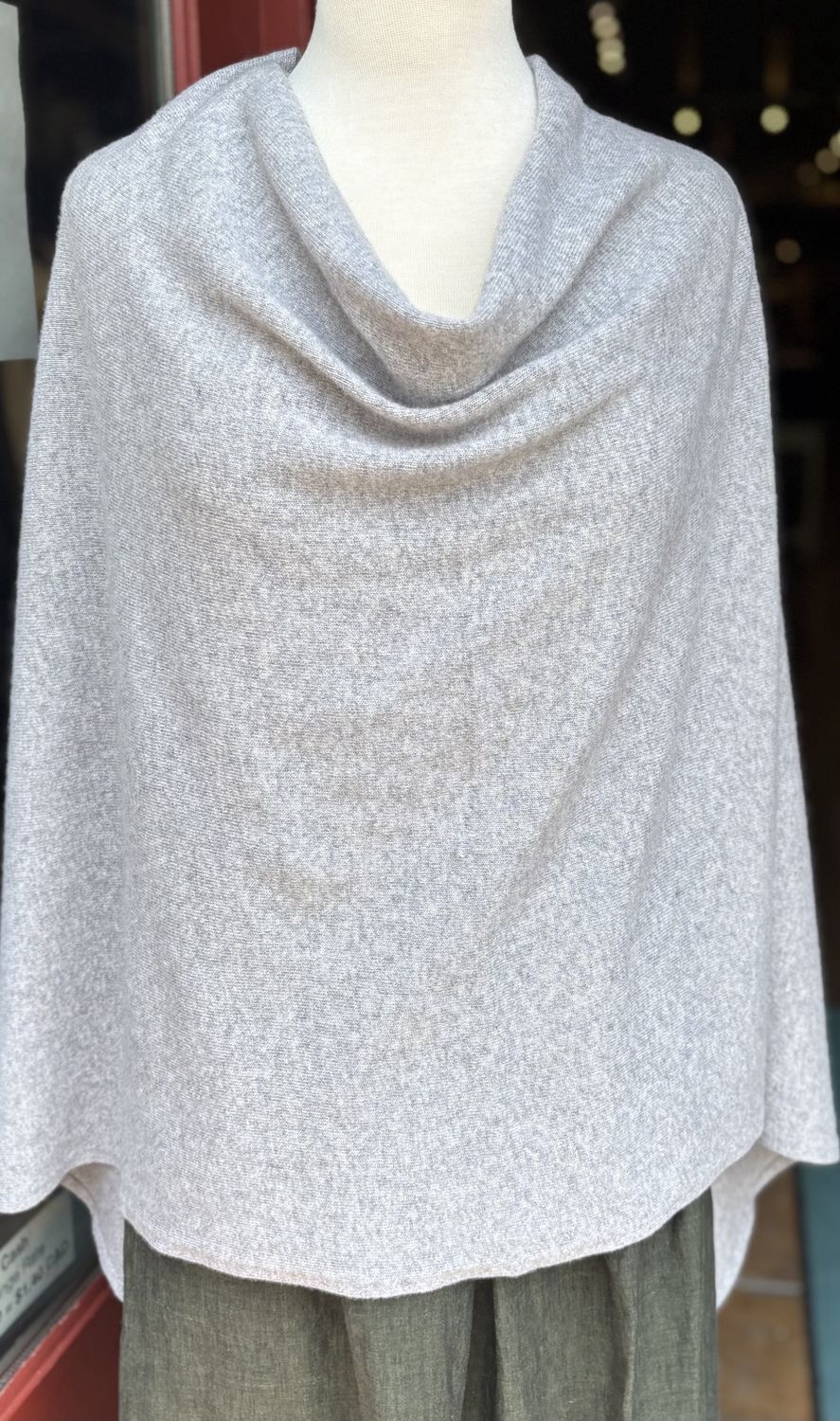 Wool &amp; Cashmere Poncho - Light Grey