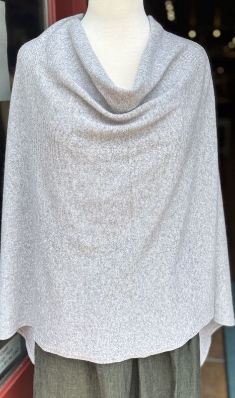 Wool &amp; Cashmere Poncho - Light Grey