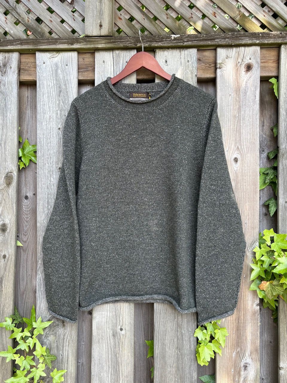 Fisherman Roll Neck Edged Sweater - Woodland