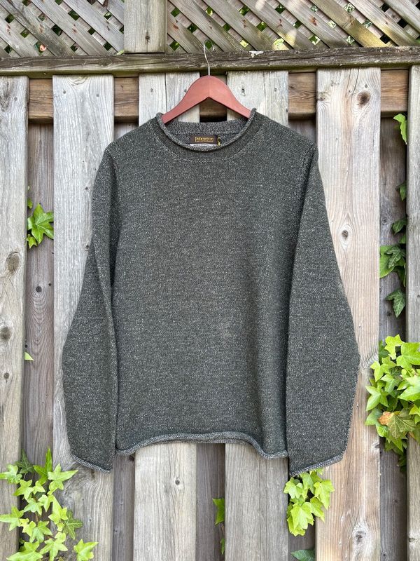 Fisherman Roll Neck Edged Sweater - Woodland