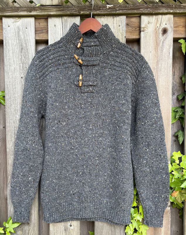 Fisherman Toggle Neck Sweater - Sleet Wool