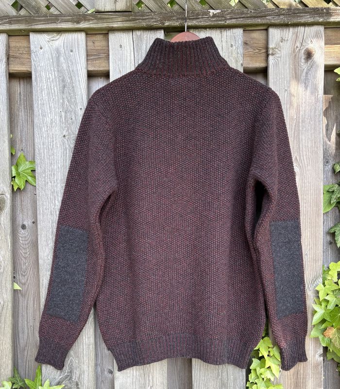 Fisherman Seed Stitch Zip Neck - Dark Umber