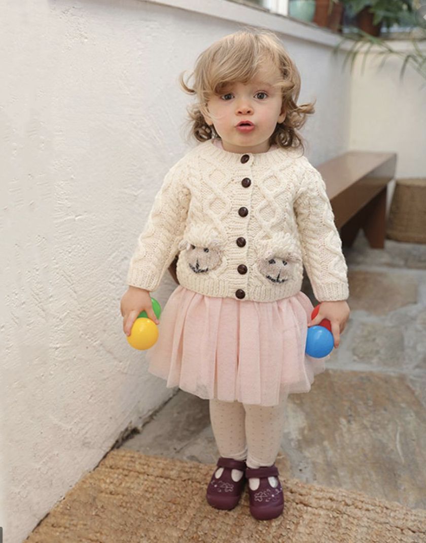 Handknit Merino Baby Sheep Cardi