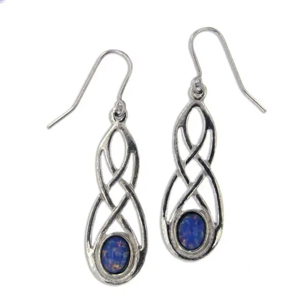 Celtic Bow Gemstone Earrings - Lapis