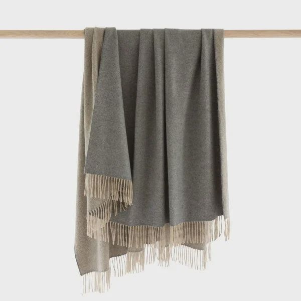 Wool Angora Throw - Grey Beige