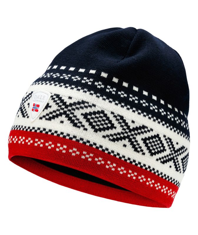 Dystingen unisex merino wool hat -Navy Offwhite Raspberry
