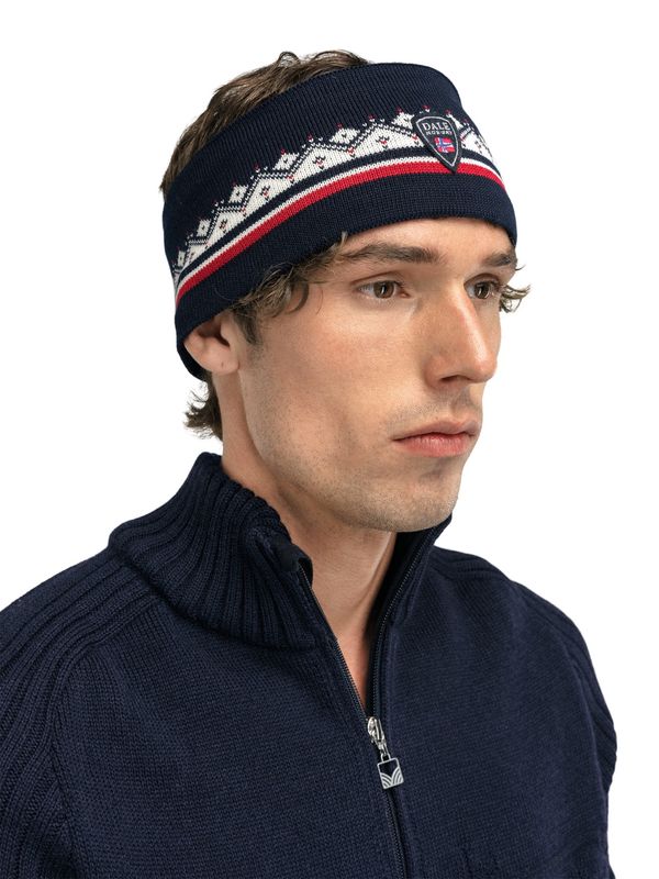 Moritz Headband - Merino Wool -Navy Raspberry Offwhite