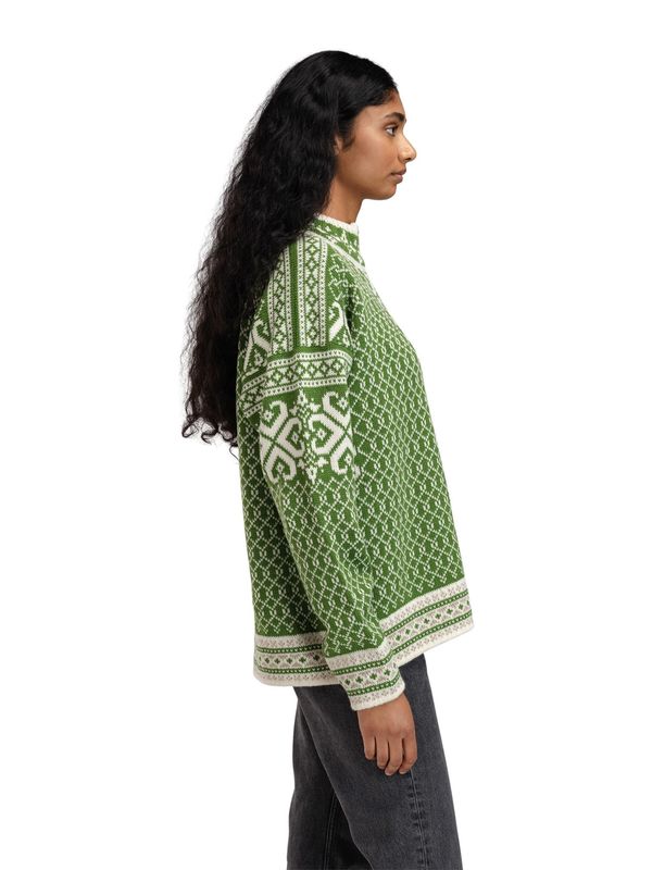 Leknes Woman's Sweater - Springgreen Offwhite Sand Mel