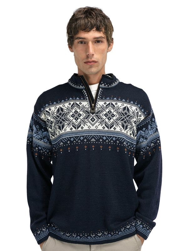 Blyfjell Men&#39;s Knit Sweater-  Midnavy Blushad Off White Copper