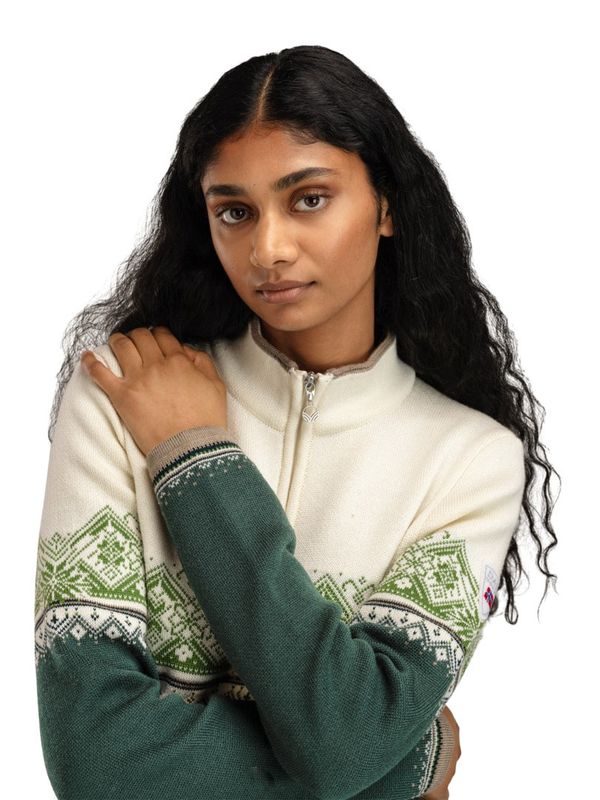 Moritz Woman's Sweater - Pinegreen Off white Spring Green