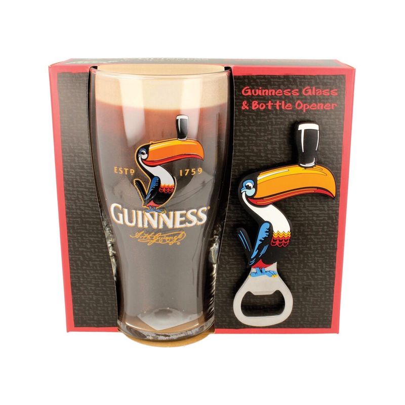 Guinness- Toucan Pint Glass &amp; Bottle Opener Set