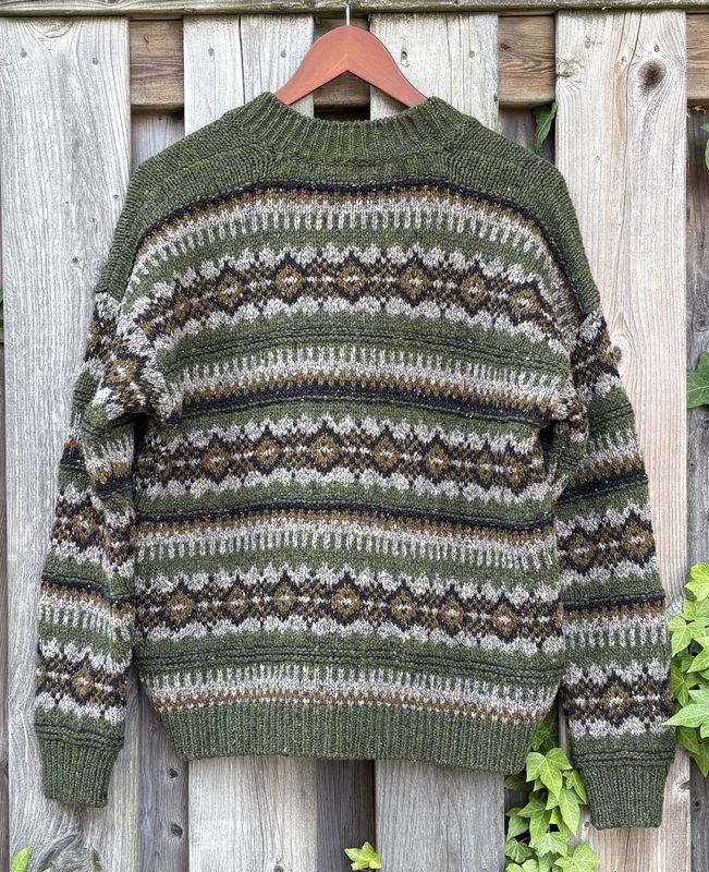 Fairisle V Neck Cardigan - Seaweed