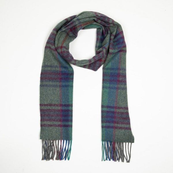 Lambswool Scarf Green Red Purple Check