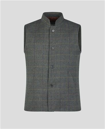 Cavan Tweed Gilet in Moss Green Check