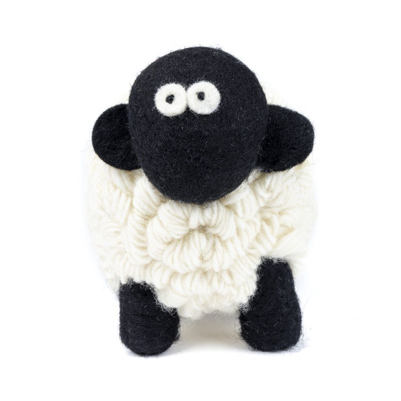 Knitted Sheep Collectible - White Blk Face - Large