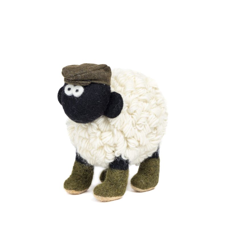 Knitted Sheep with Boots &amp; Flat Cap
