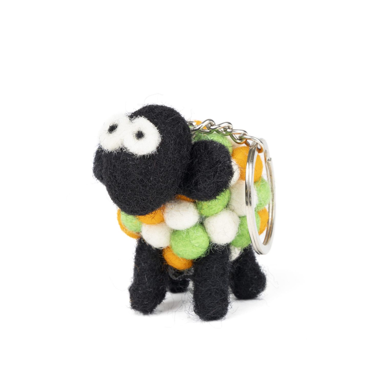 Felt Standing Sheep Keyring - Tri colour