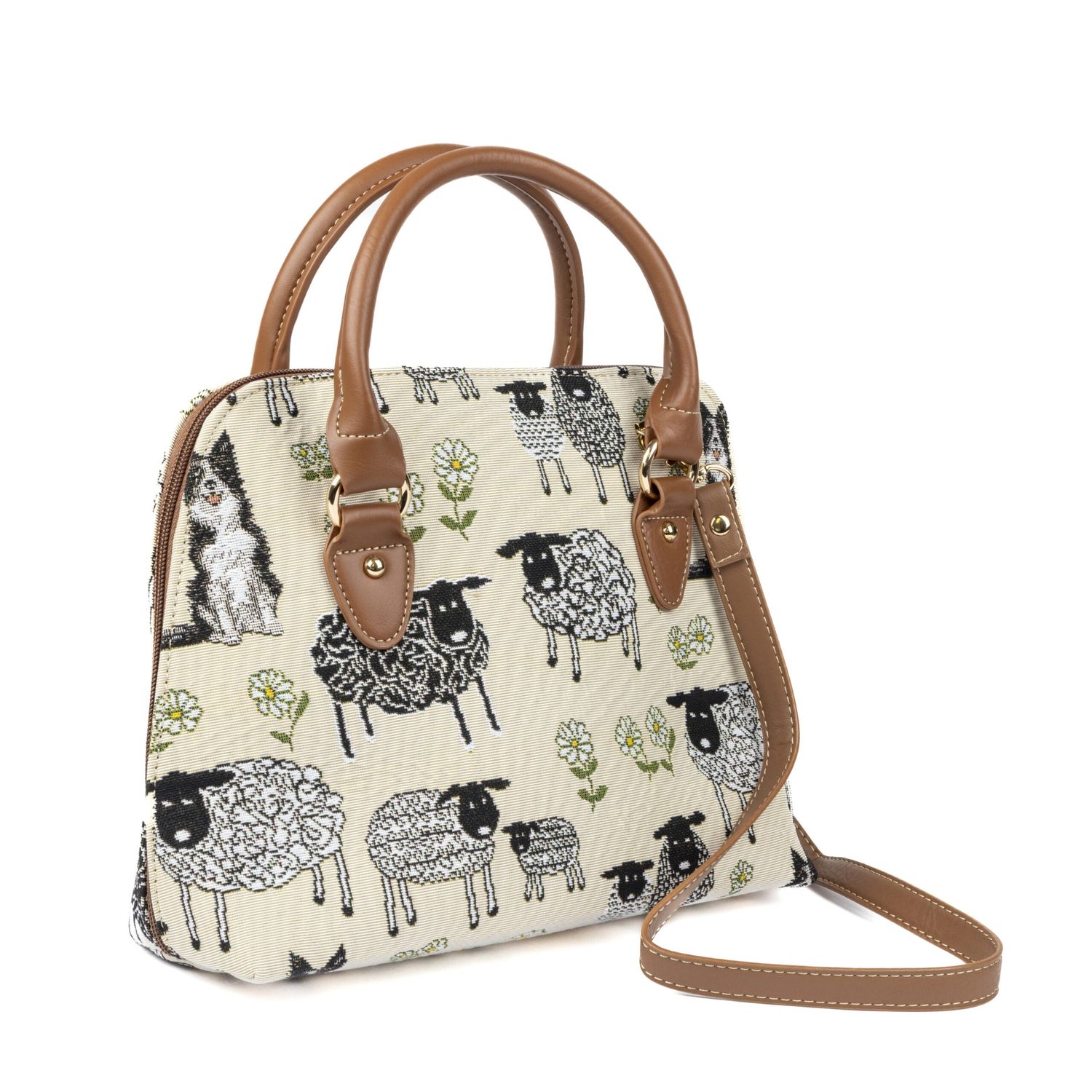 Tapestry Convertible Bag White Sheep and Dog
